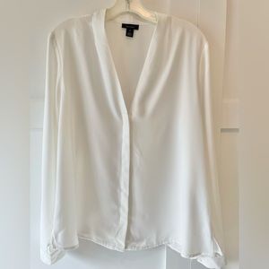 Nordstrom Halogen XL V-Neck Women’s White Blouse Long Sleeve